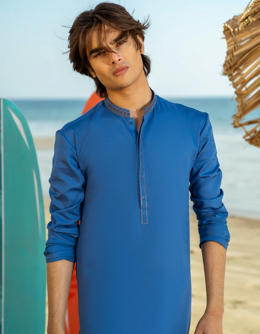 BLUE BLENDED KURTA | JTK-A-46543/S24/JJ9621-SF - Image 3