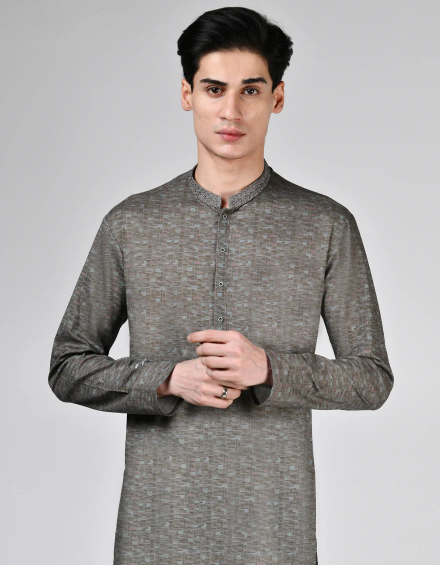 STONE BROWN COTTON KURTA | JTK-A-46565/S24/JJ9552-SF - Image 2