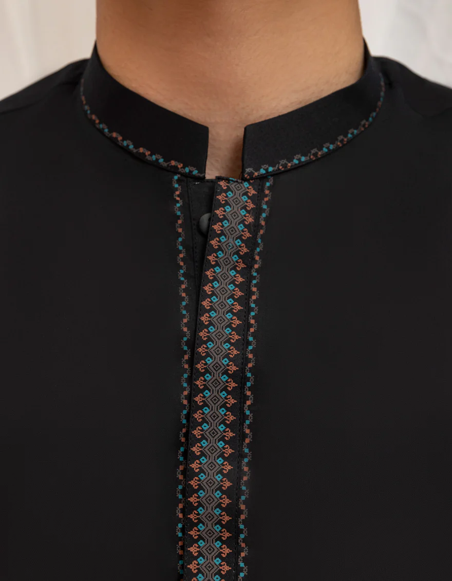 BLACK COTTON KURTA | JTK-A-46593/S25/JJ9777-SF - Image 2
