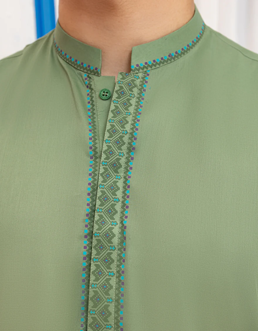 GREEN COTTON KURTA | JTK-A-46594/S25/JJ9777-SF - Image 3
