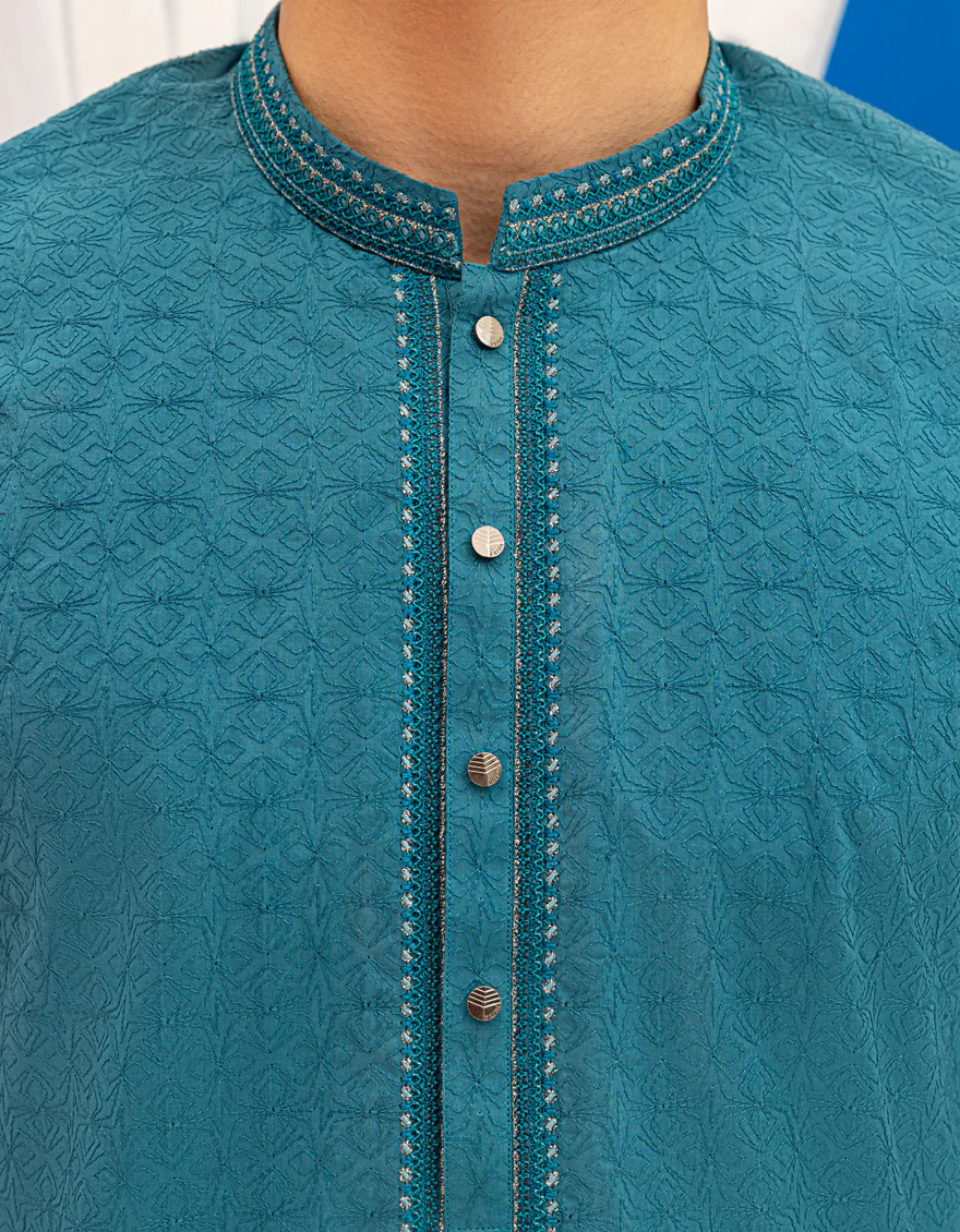 SEA GREEN COTTON KURTA | JTK-A-46616/S25/JJ92 - Image 3