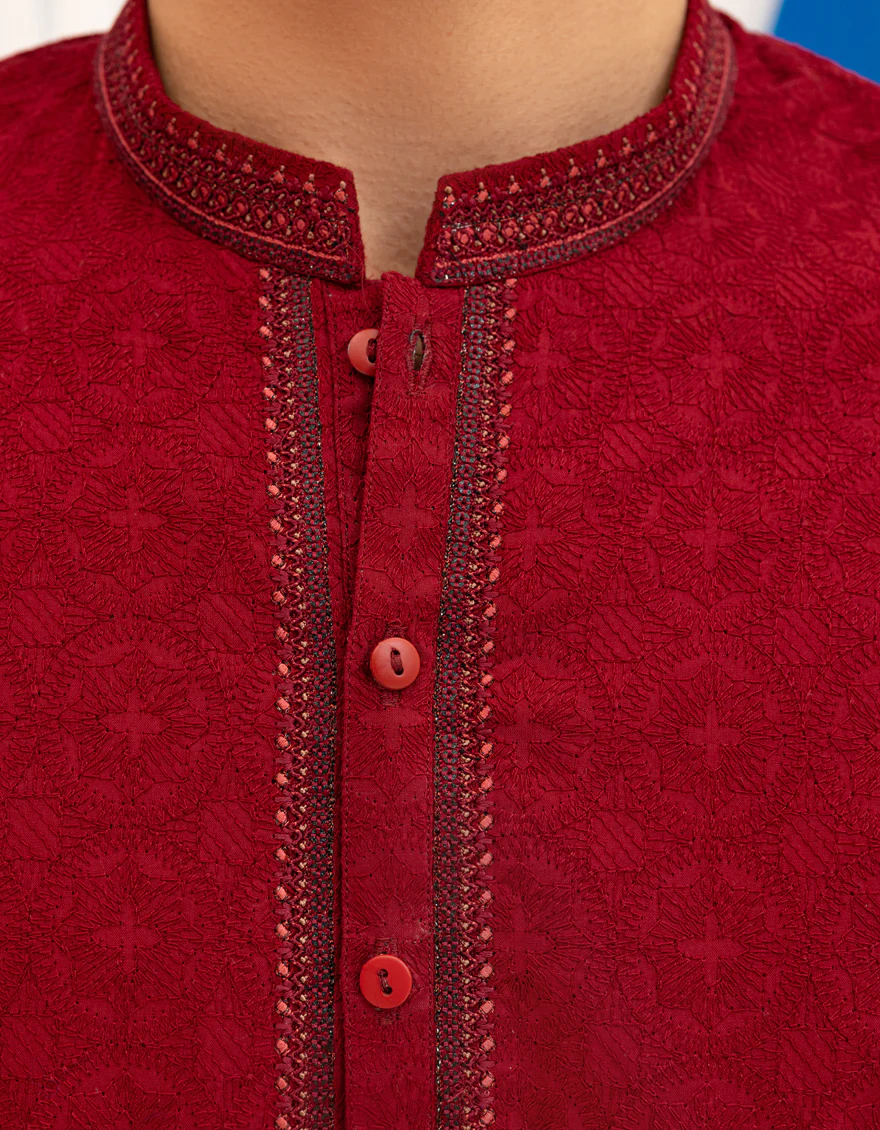 MAROON COTTON KURTA | JTK-A-46617/S25/JJ72 - Image 3