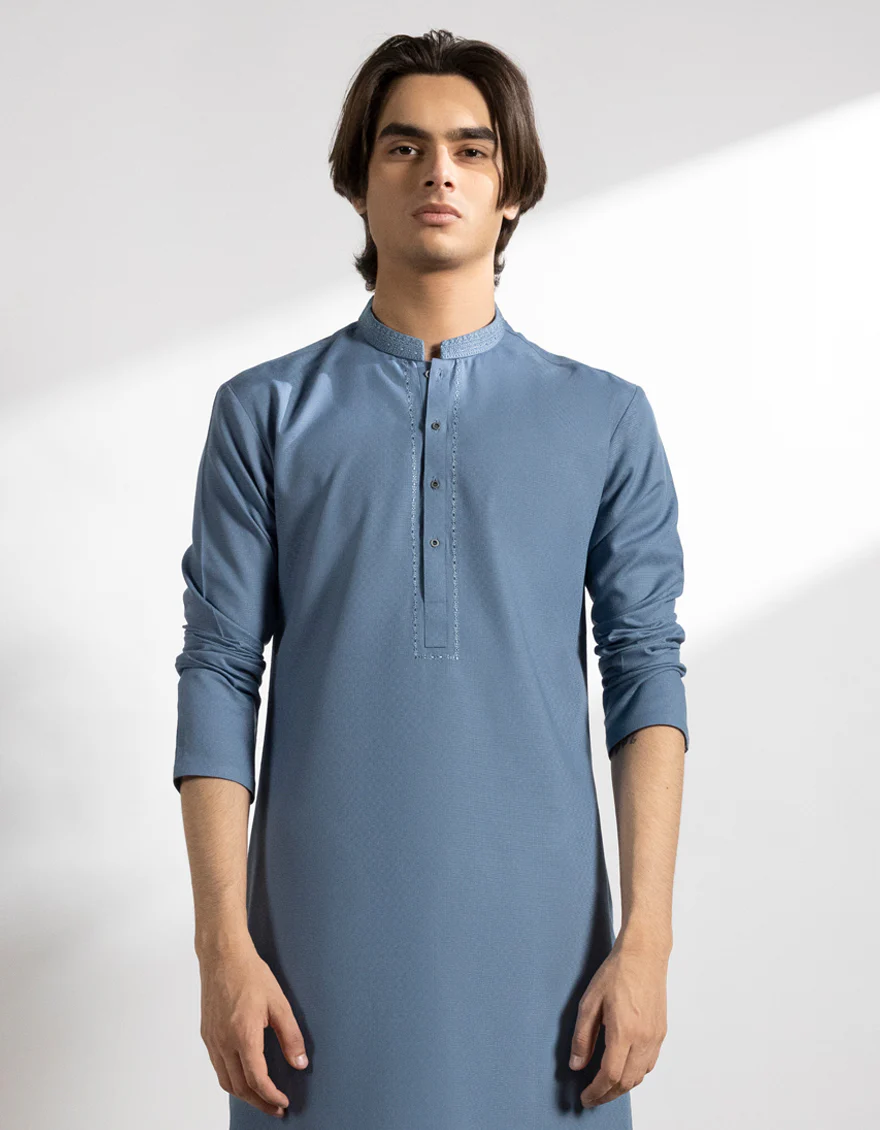 SKY BLUE BLENDED KURTA | JTK-A-46818/S25/JJ10076-SF - Image 2