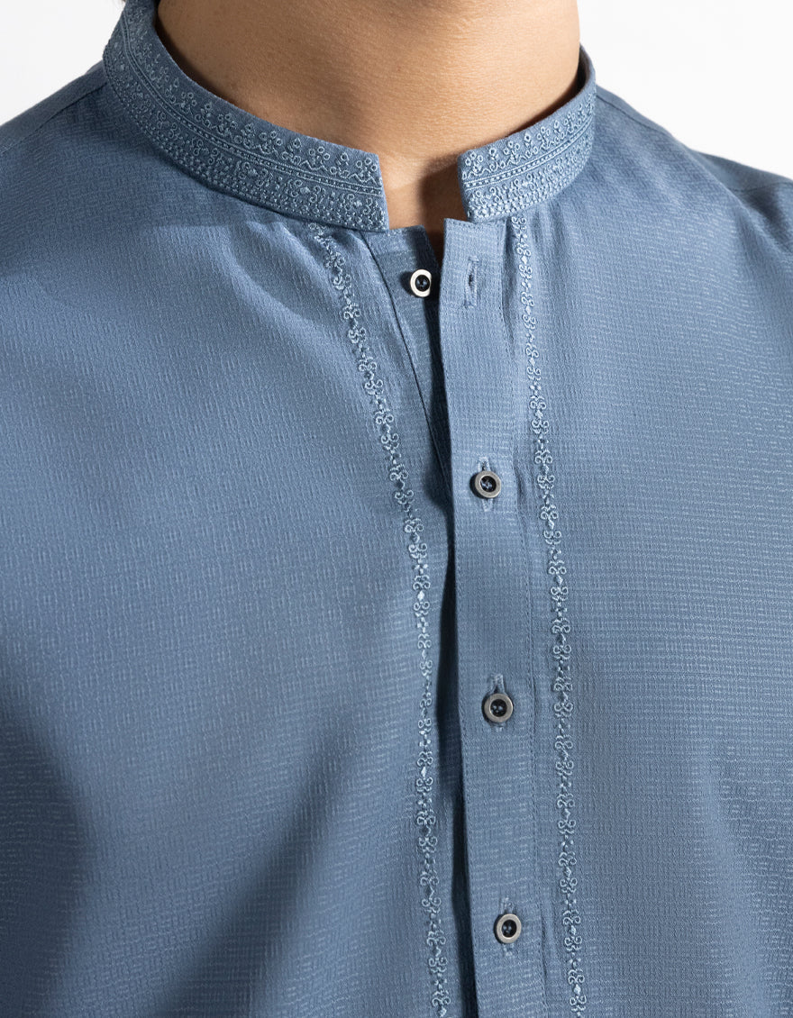 SKY BLUE BLENDED KURTA | JTK-A-46818/S25/JJ10076-SF - Image 3
