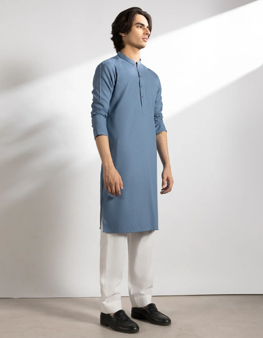 SKY BLUE BLENDED KURTA | JTK-A-46818/S25/JJ10076-SF - Image 4