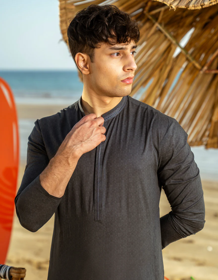 GREY COTTON KURTA | JTK-A-50043/S25/JJ9774-SF - Image 2
