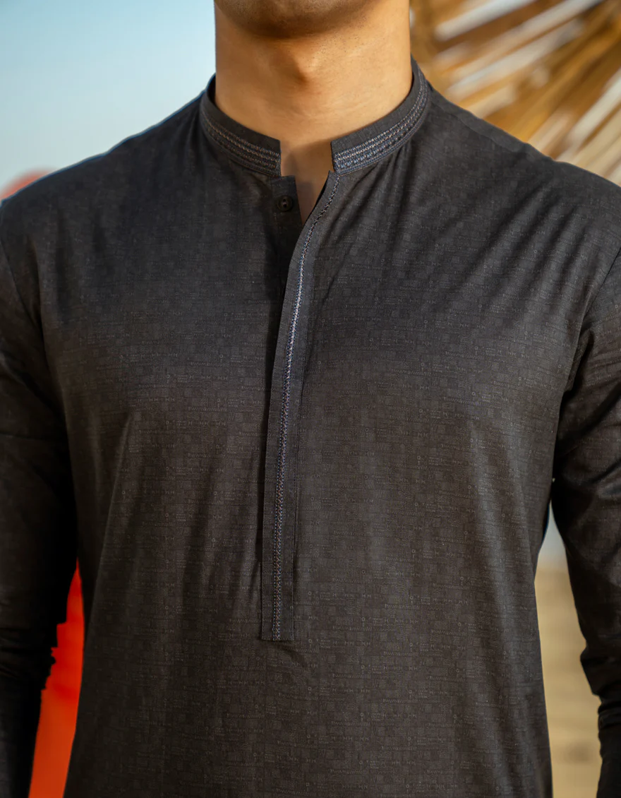 GREY COTTON KURTA | JTK-A-50043/S25/JJ9774-SF - Image 3