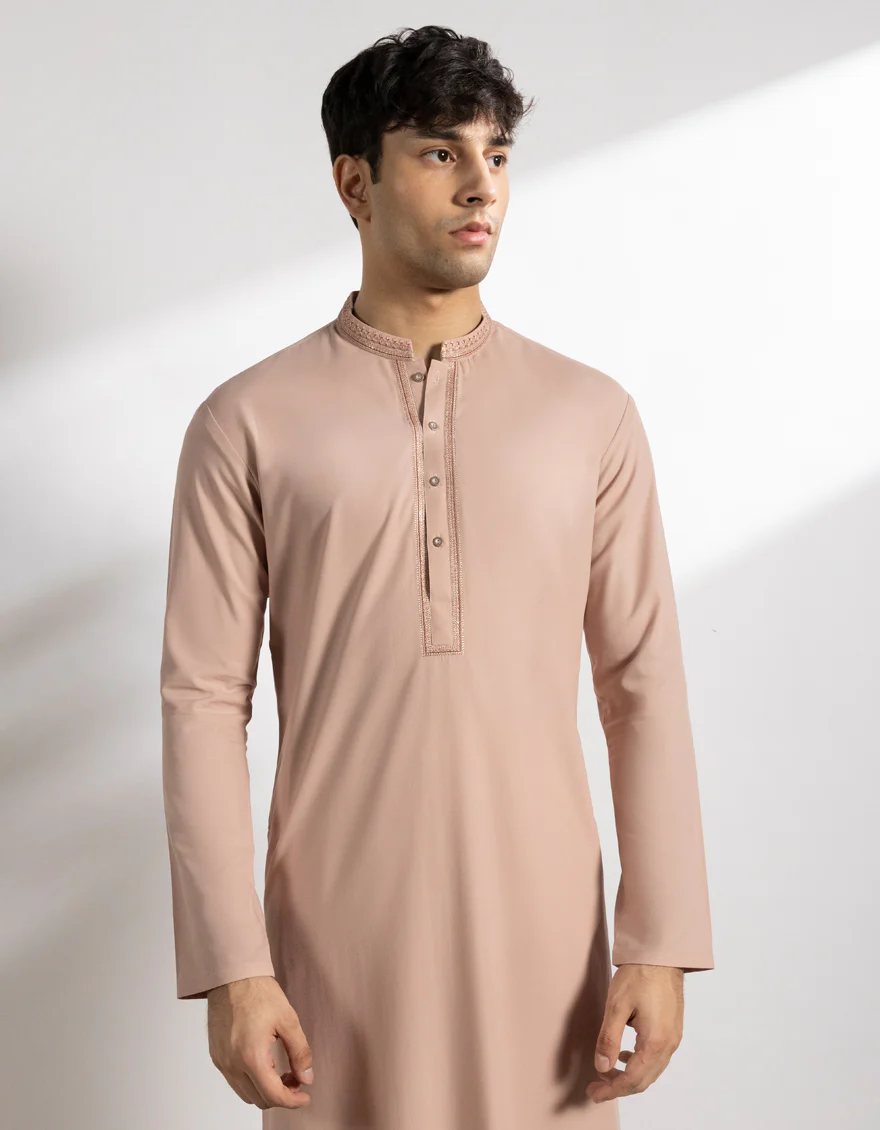 TEA PINK BLENDED KURTA | JTK-A-50280/S25/JJ10075-FL - Image 2