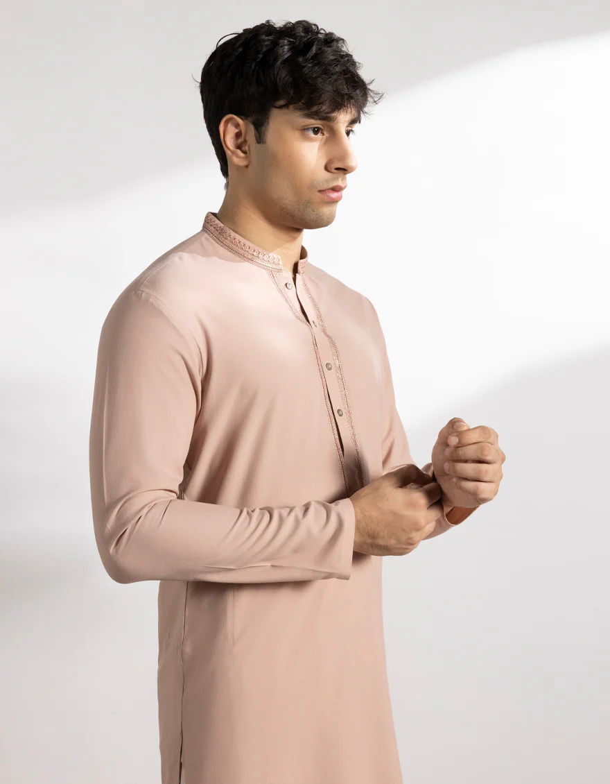 TEA PINK BLENDED KURTA | JTK-A-50280/S25/JJ10075-FL - Image 4