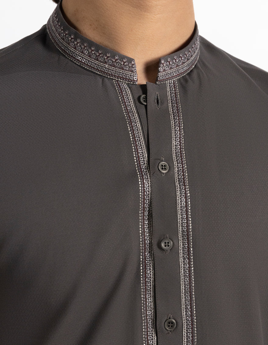 GREY BLENDED KURTA | JTK-A-50282/S25/JJ10075-FL - Image 3