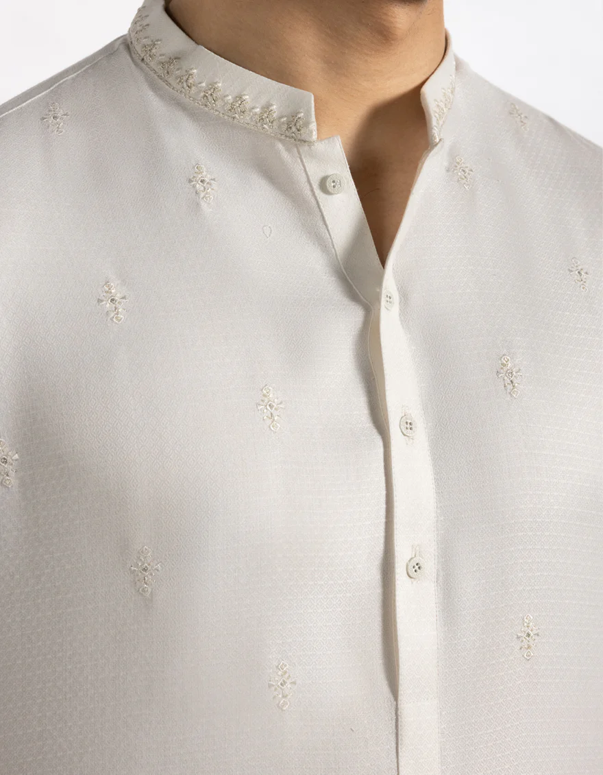 OFF WHITE BLENDED KURTA | JTK-A-50285/S25/JJ10077-SF - Image 3