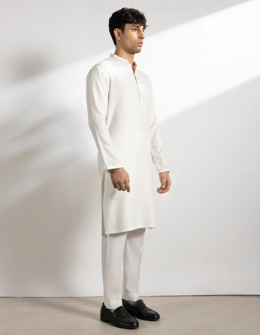 OFF WHITE BLENDED KURTA | JTK-A-50285/S25/JJ10077-SF - Image 4