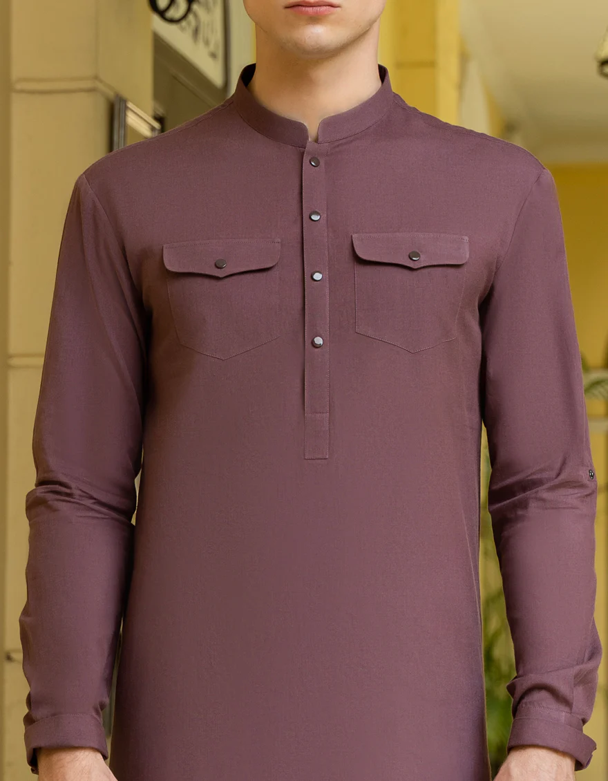 MAUVE COTTON KURTA | JTK-A-US-34341/S23/DME3192-PN - Image 2