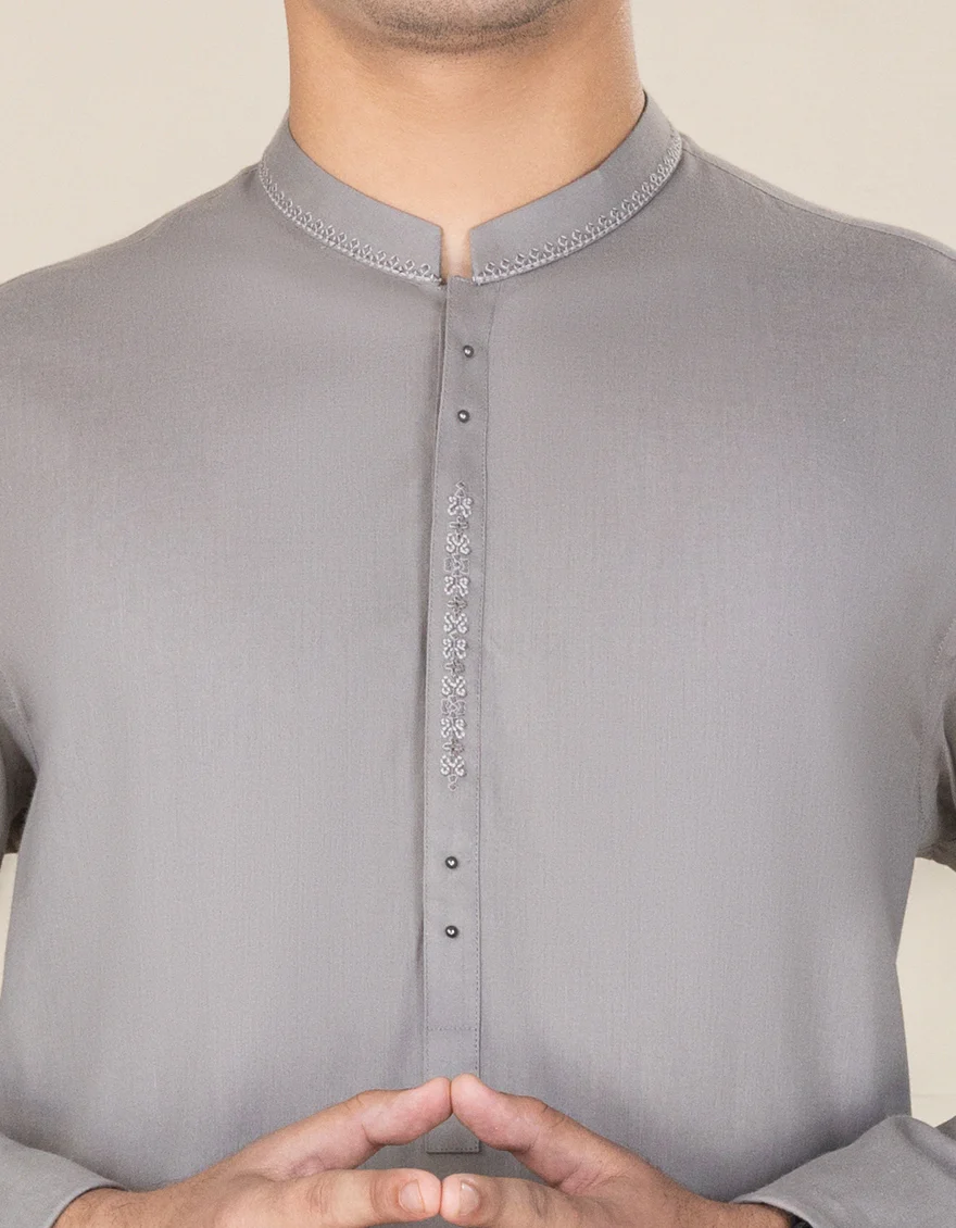 GREY COTTON KURTA | JTK-A-US-35987/S22/JJ7636-CL - Image 2