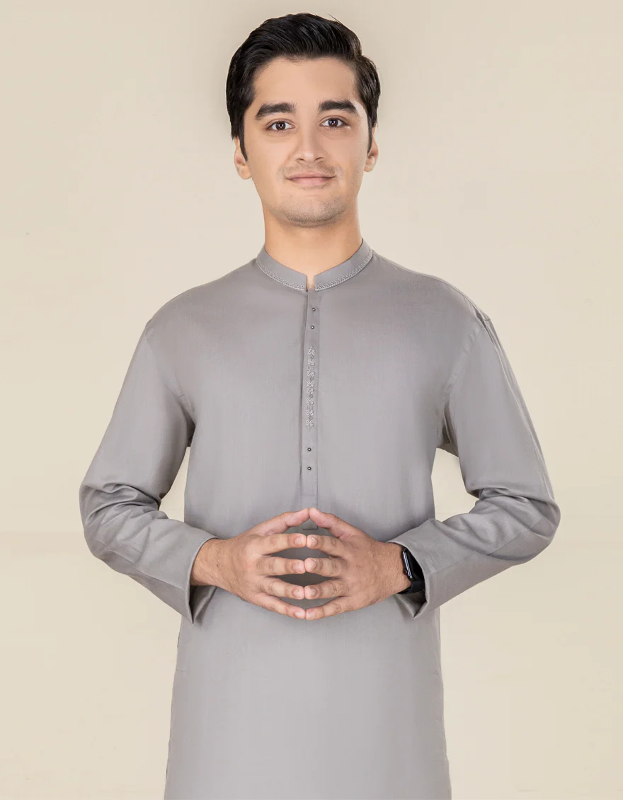 GREY COTTON KURTA | JTK-A-US-35987/S22/JJ7636-CL - Image 3