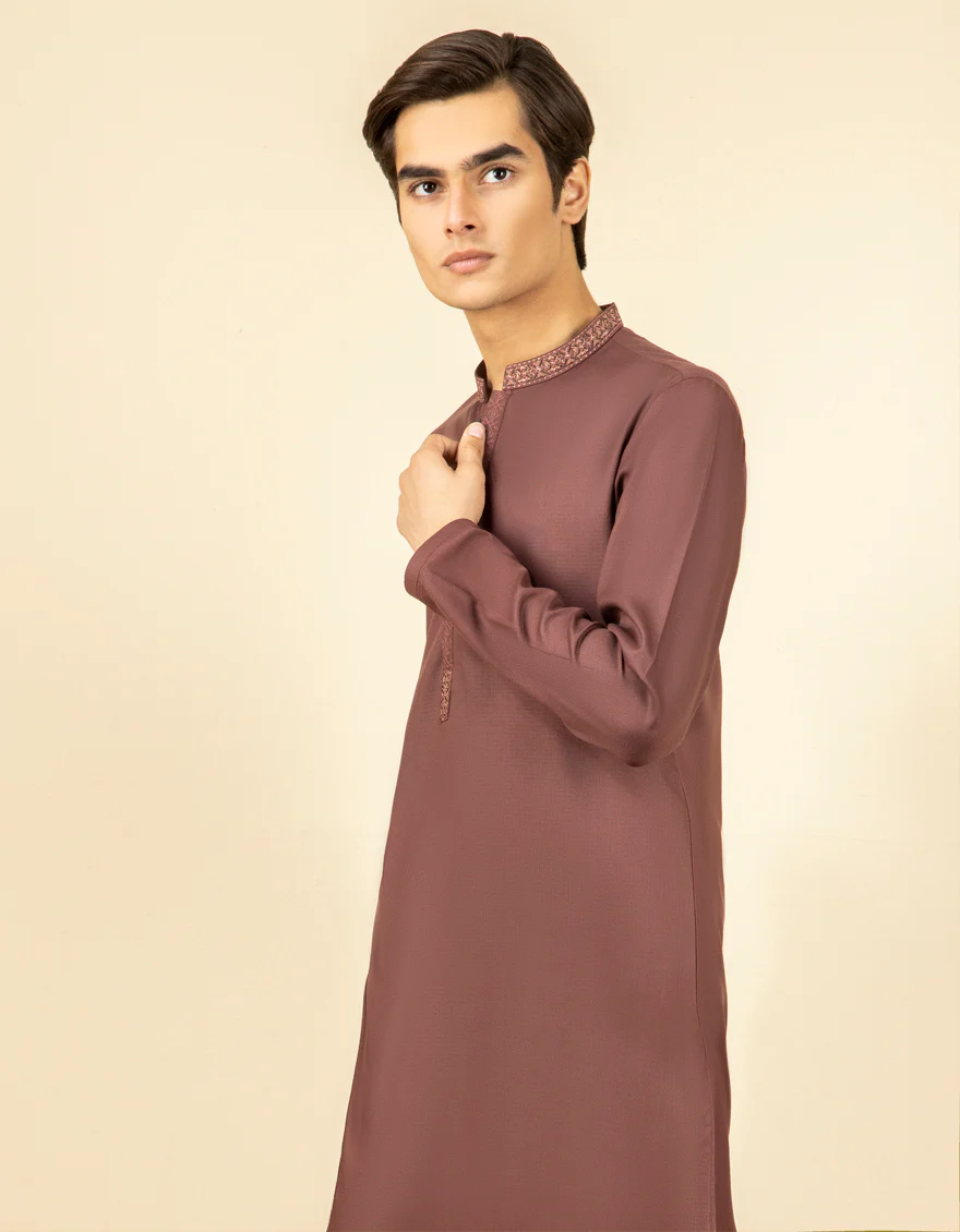 MAROON BLENDED KURTA | JTK-A-US-38525/S22/JJ8127-SF - Image 3