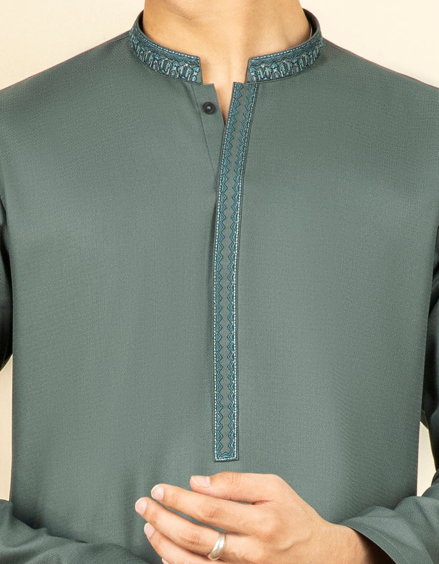 JADE GREEN BLENDED KURTA | JTK-A-US-38530/S22/JJ8127-SF - Image 2