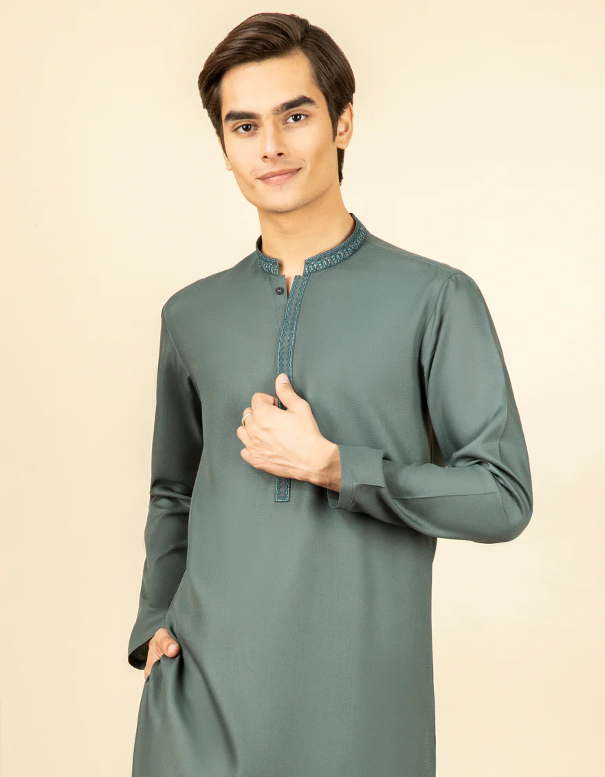 JADE GREEN BLENDED KURTA | JTK-A-US-38530/S22/JJ8127-SF - Image 3