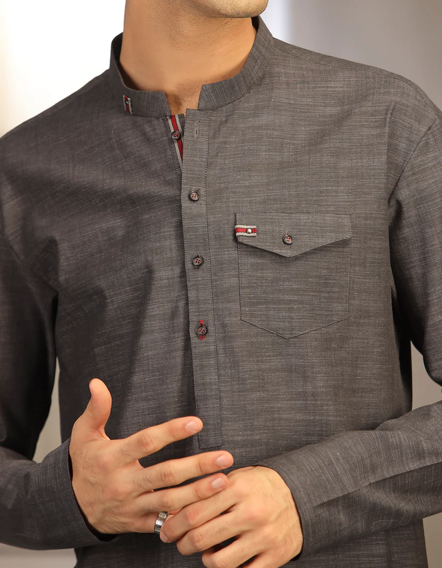 BLACK DENIM KURTA | JTK-A-US-38696/S23/JJ8701-CL - Image 2