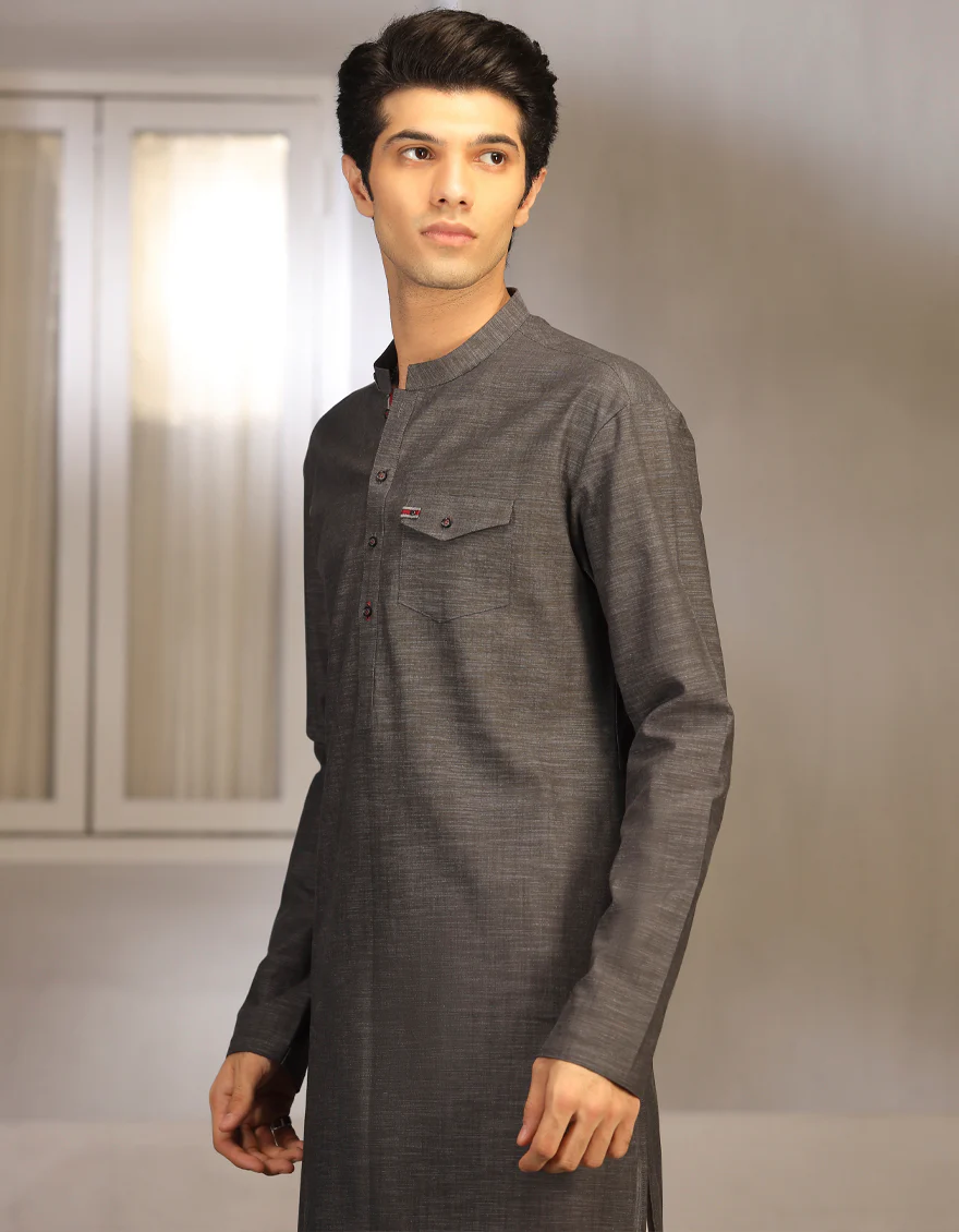 BLACK DENIM KURTA | JTK-A-US-38696/S23/JJ8701-CL - Image 3
