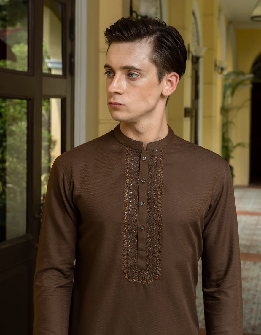 MEHNDI BROWN BLENDED KURTA | JTK-A-US-38698/S23/JJ8632-FL - Image 2