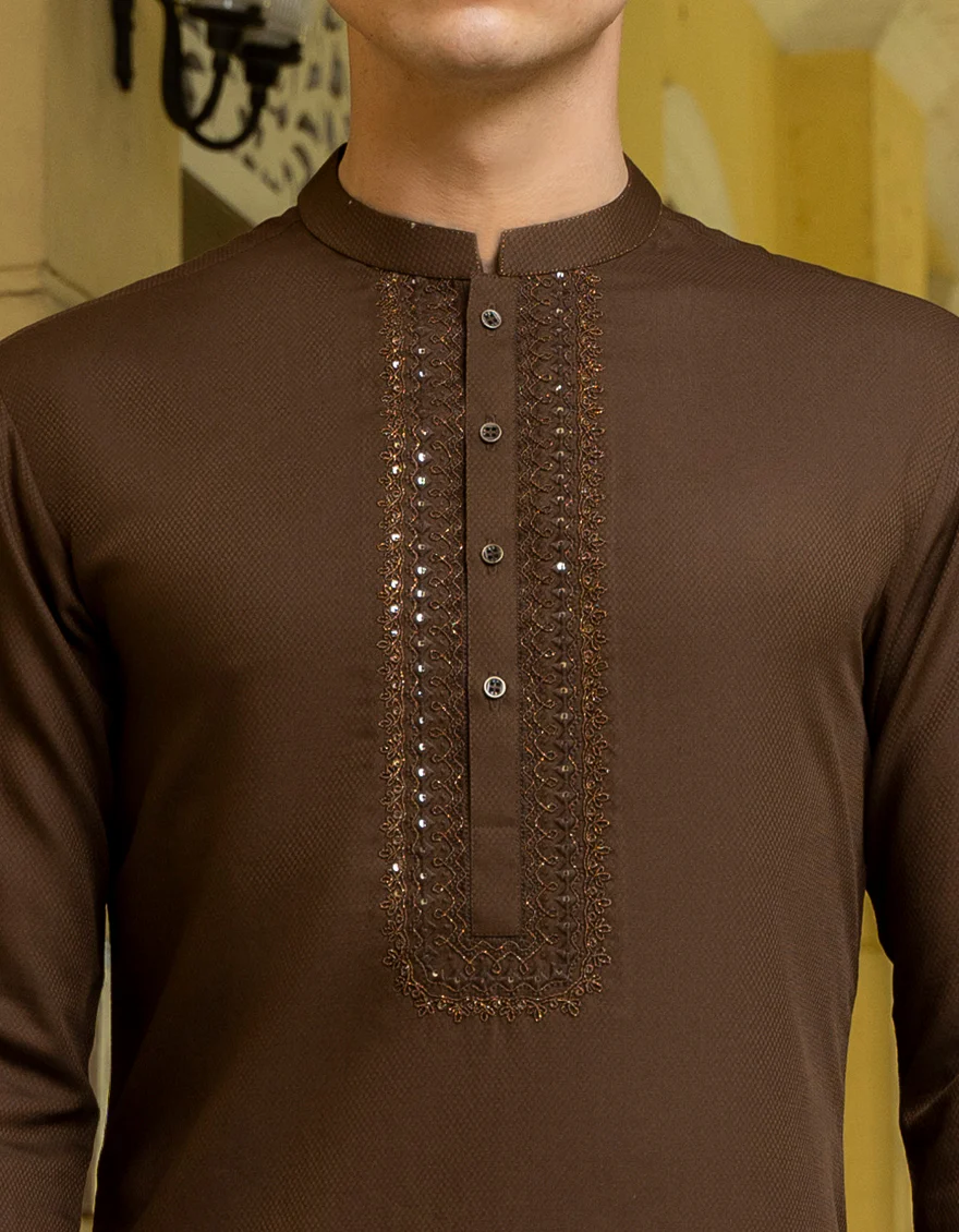 MEHNDI BROWN BLENDED KURTA | JTK-A-US-38698/S23/JJ8632-FL - Image 3