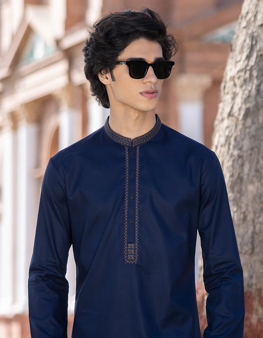 DARK BLUE COTTON KURTA | JTK-A-US-38742/S23/JJ8125-SF - Image 2