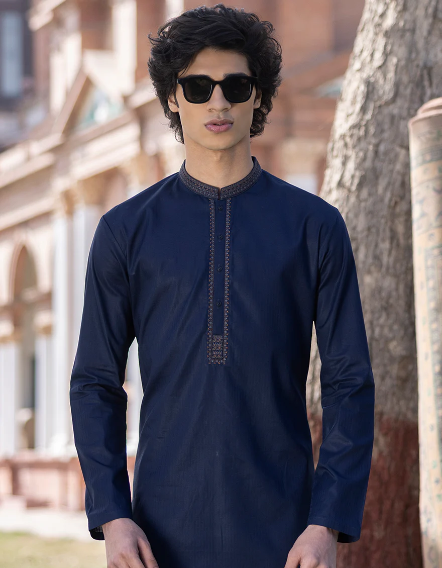 DARK BLUE COTTON KURTA | JTK-A-US-38742/S23/JJ8125-SF - Image 3