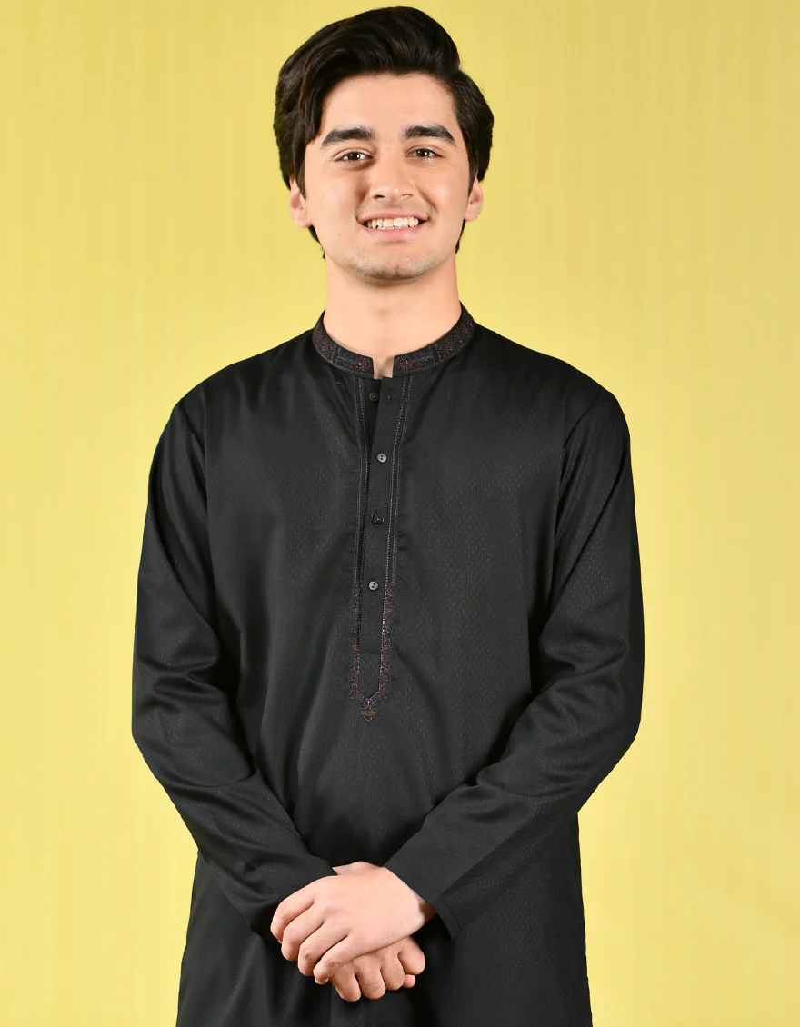 BLACK VISCOSE KURTA | JTK-A-US-42379/S22/JJ8165-SF - Image 2