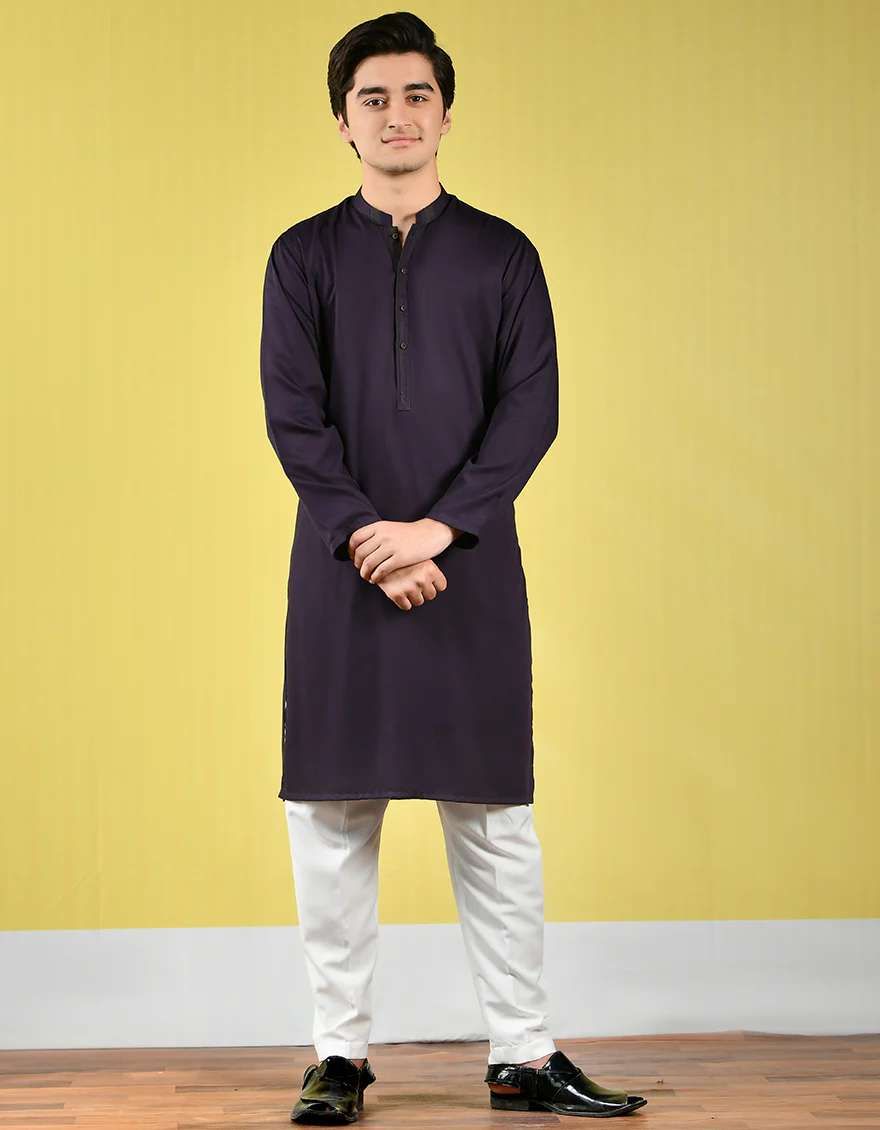 PURPLE VISCOSE KURTA | JTK-A-US-44072/S22/JJ8161-CL - Image 3