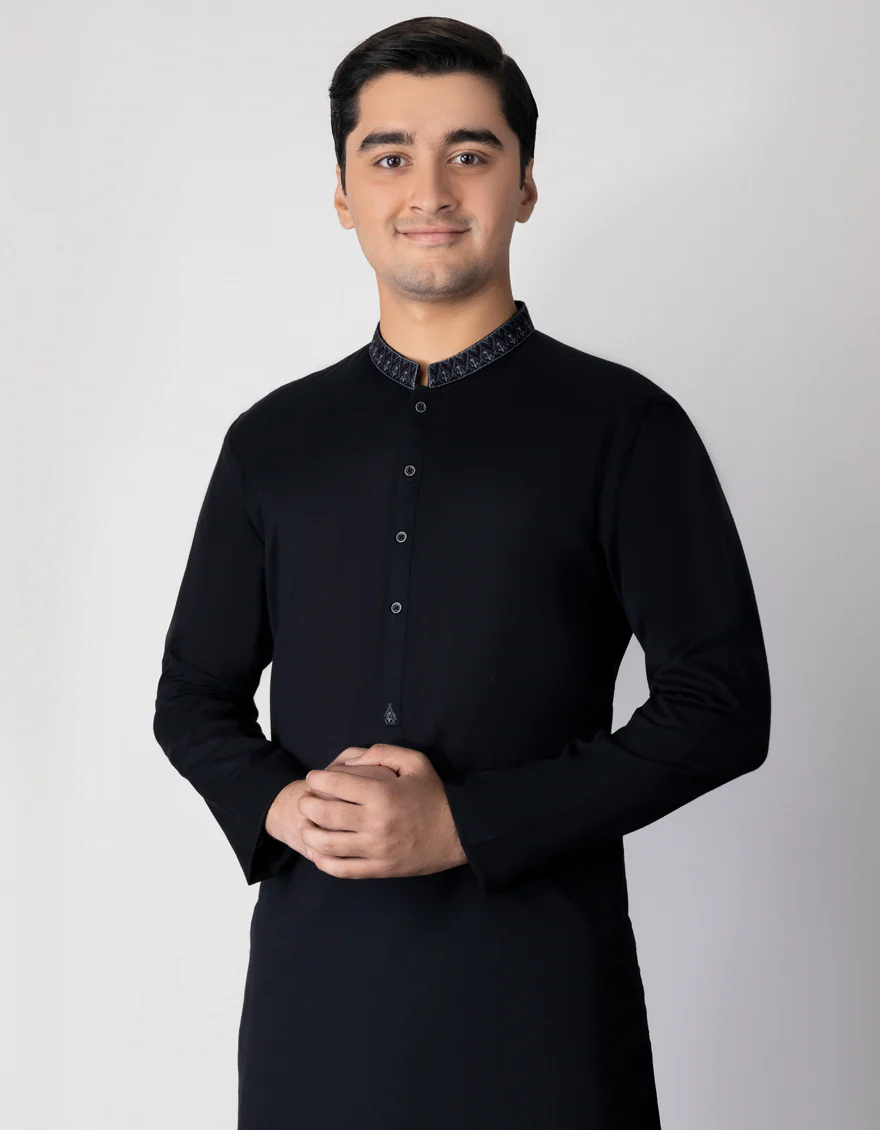 BLACK COTTON KURTA | JTK-A-US-46013/S23/JJ7636-SF - Image 2