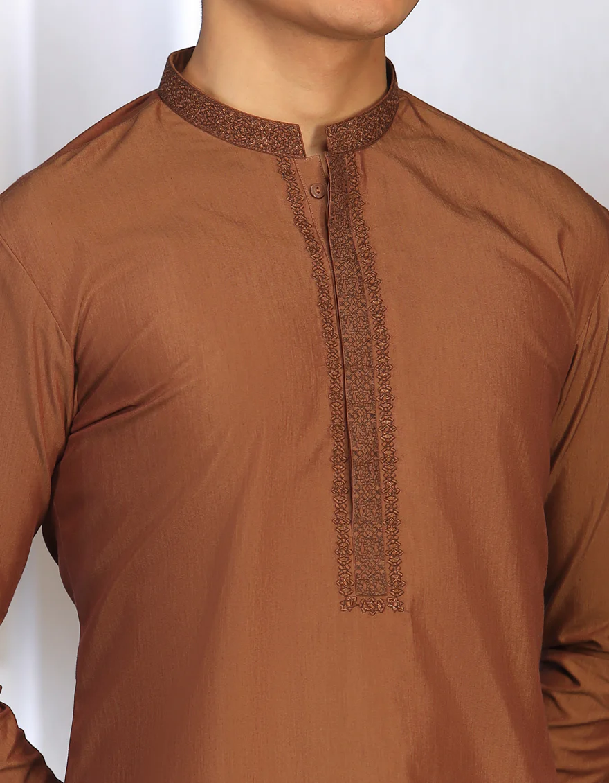 RUST BLENDED KURTA | JTK-A-US-46031/S23/JJ8254-FL - Image 2