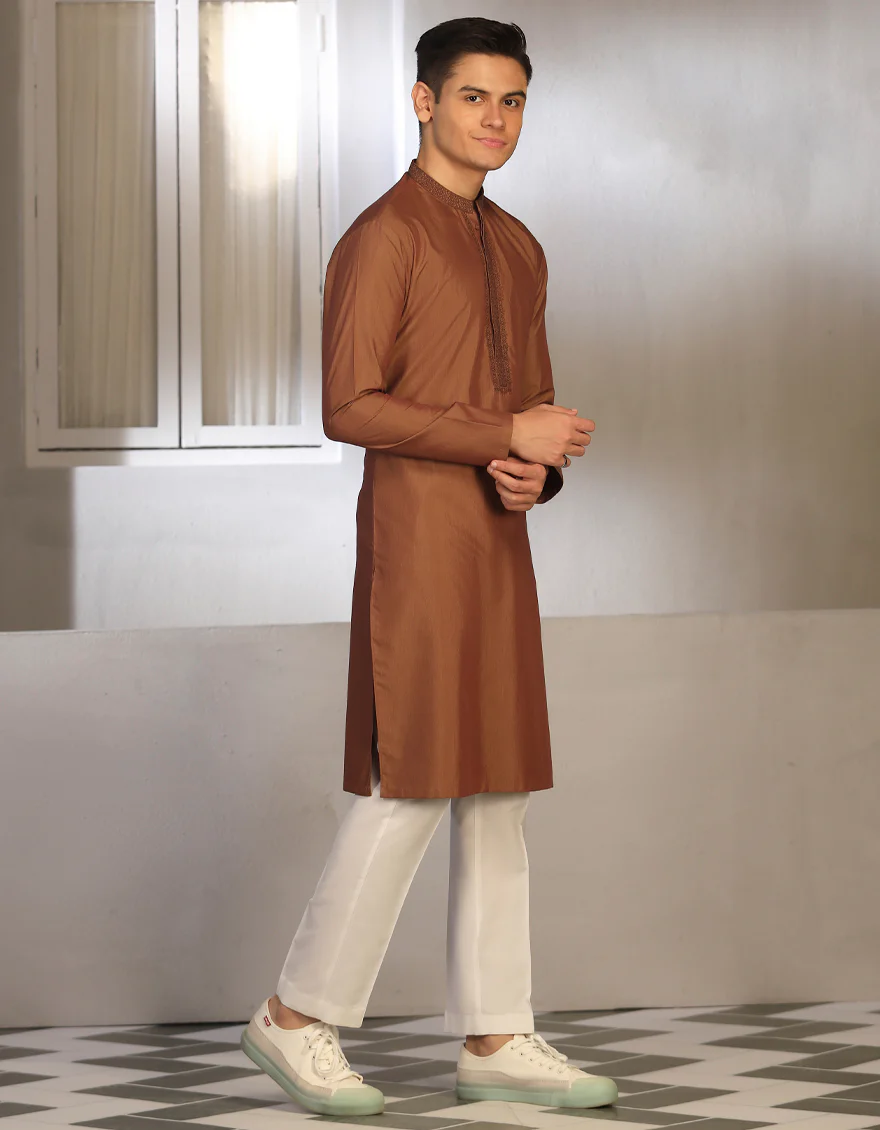 RUST BLENDED KURTA | JTK-A-US-46031/S23/JJ8254-FL - Image 3