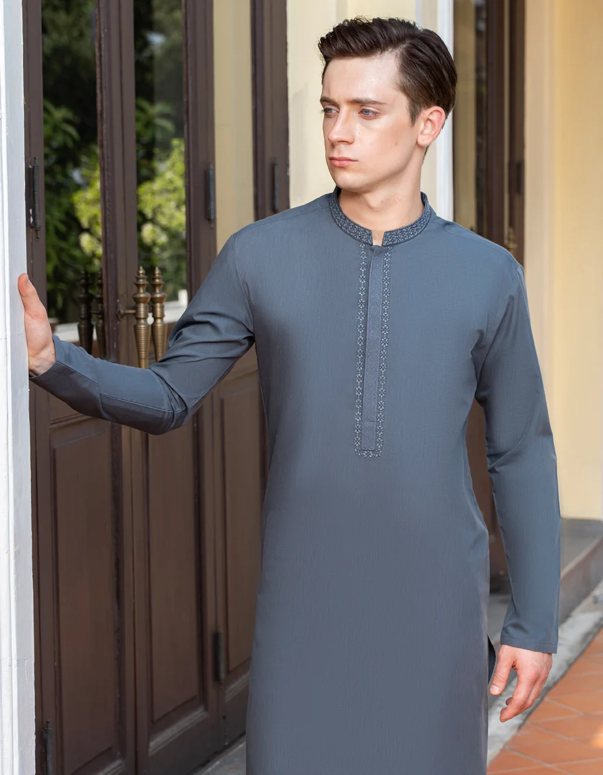 GREY BLENDED KURTA | JTK-A-US-46032/S23/JJ8254-FL - Image 4
