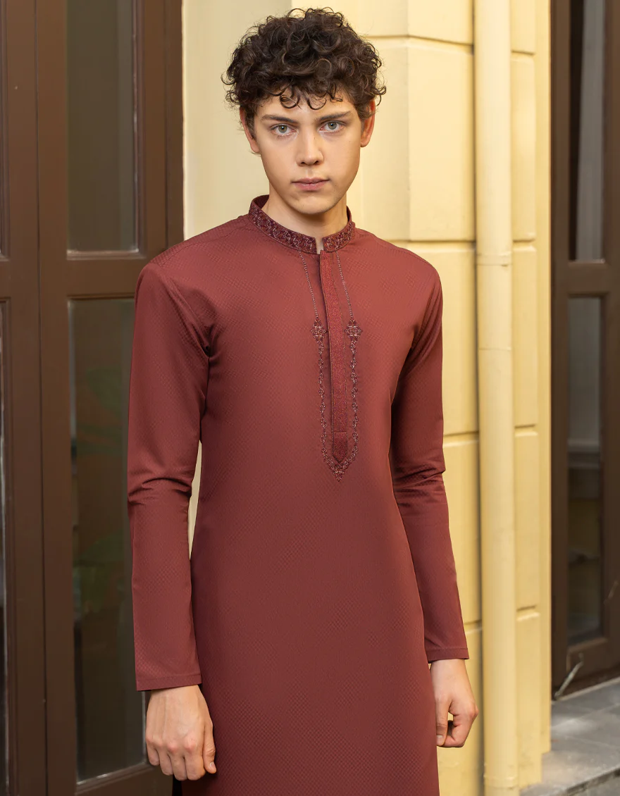 RUST BLENDED KURTA | JTK-A-US-46034/S23/JJ8389-FL - Image 3