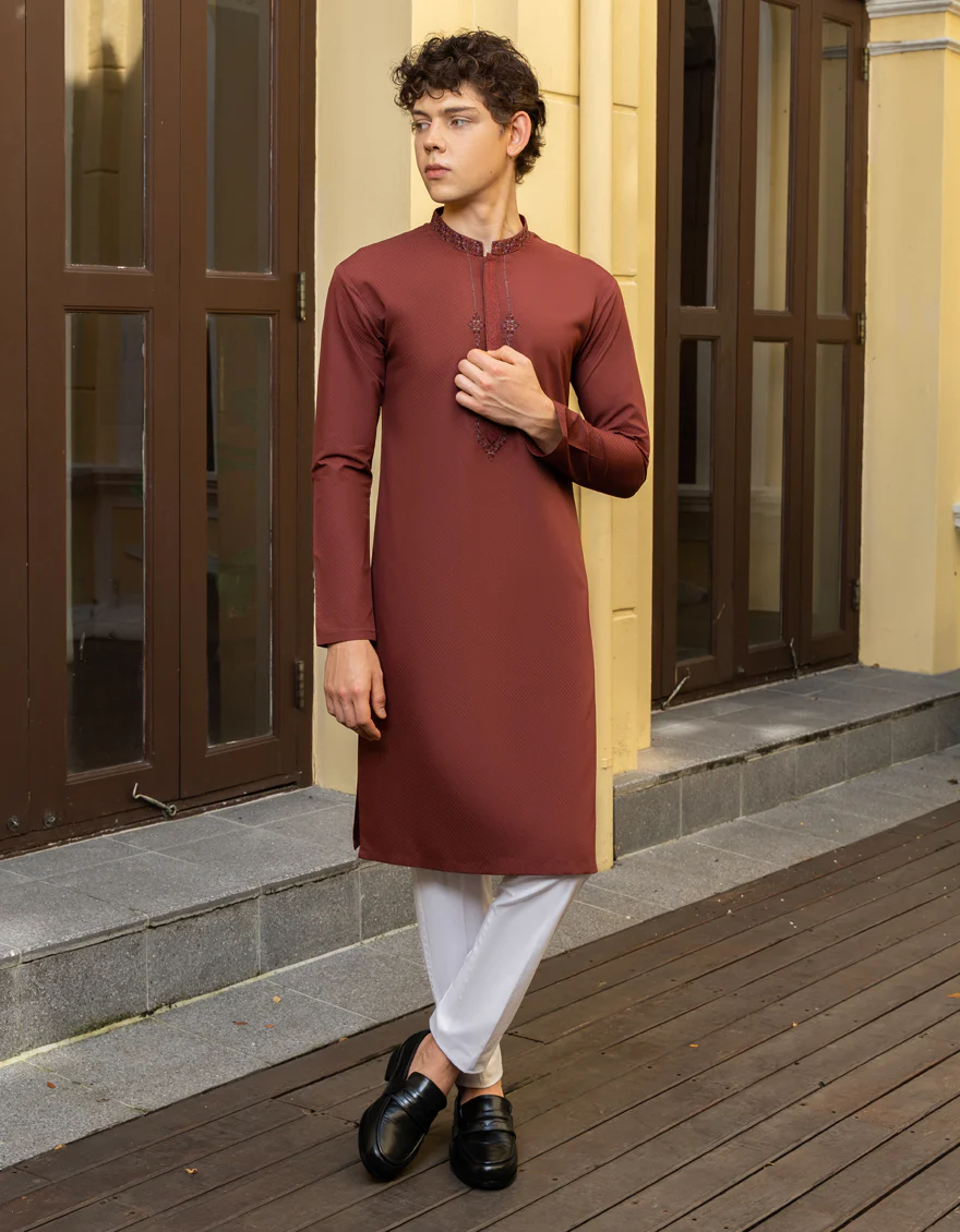 RUST BLENDED KURTA | JTK-A-US-46034/S23/JJ8389-FL - Image 4