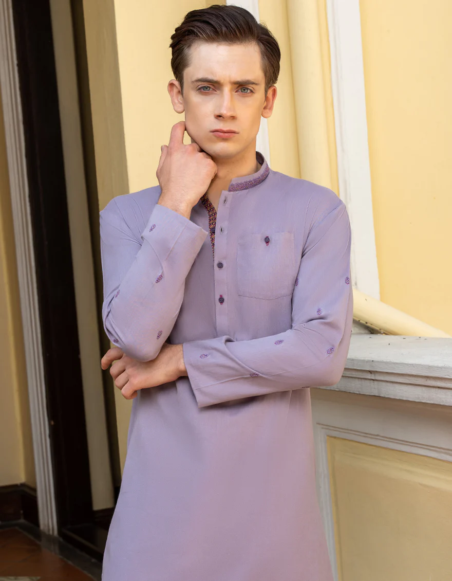 LILAC COTTON KURTA | JTK-A-US-46109/S23/DME3194-CL - Image 2