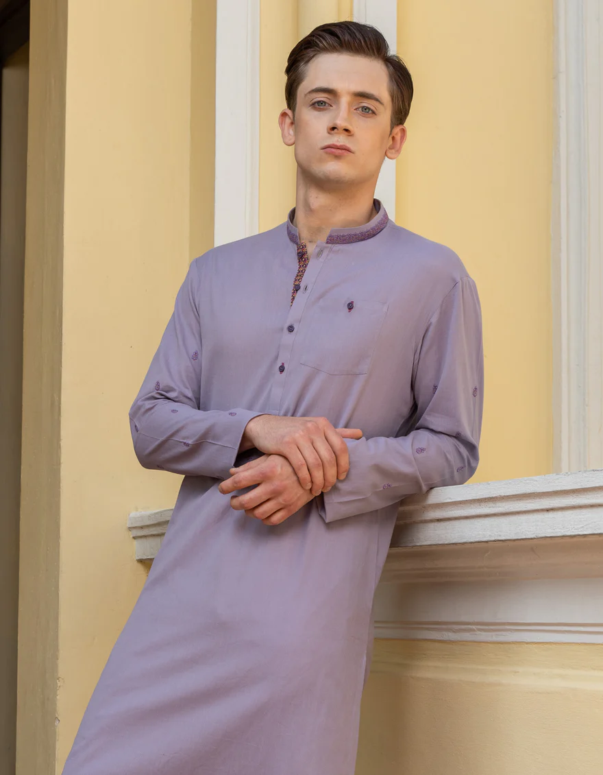 LILAC COTTON KURTA | JTK-A-US-46109/S23/DME3194-CL - Image 4