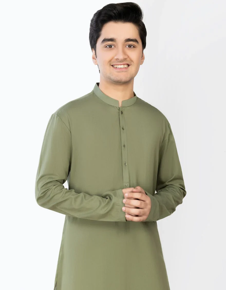 GREEN COTTON KURTA | JTK-A-US-46134/S23/DME3204-PN - Image 2