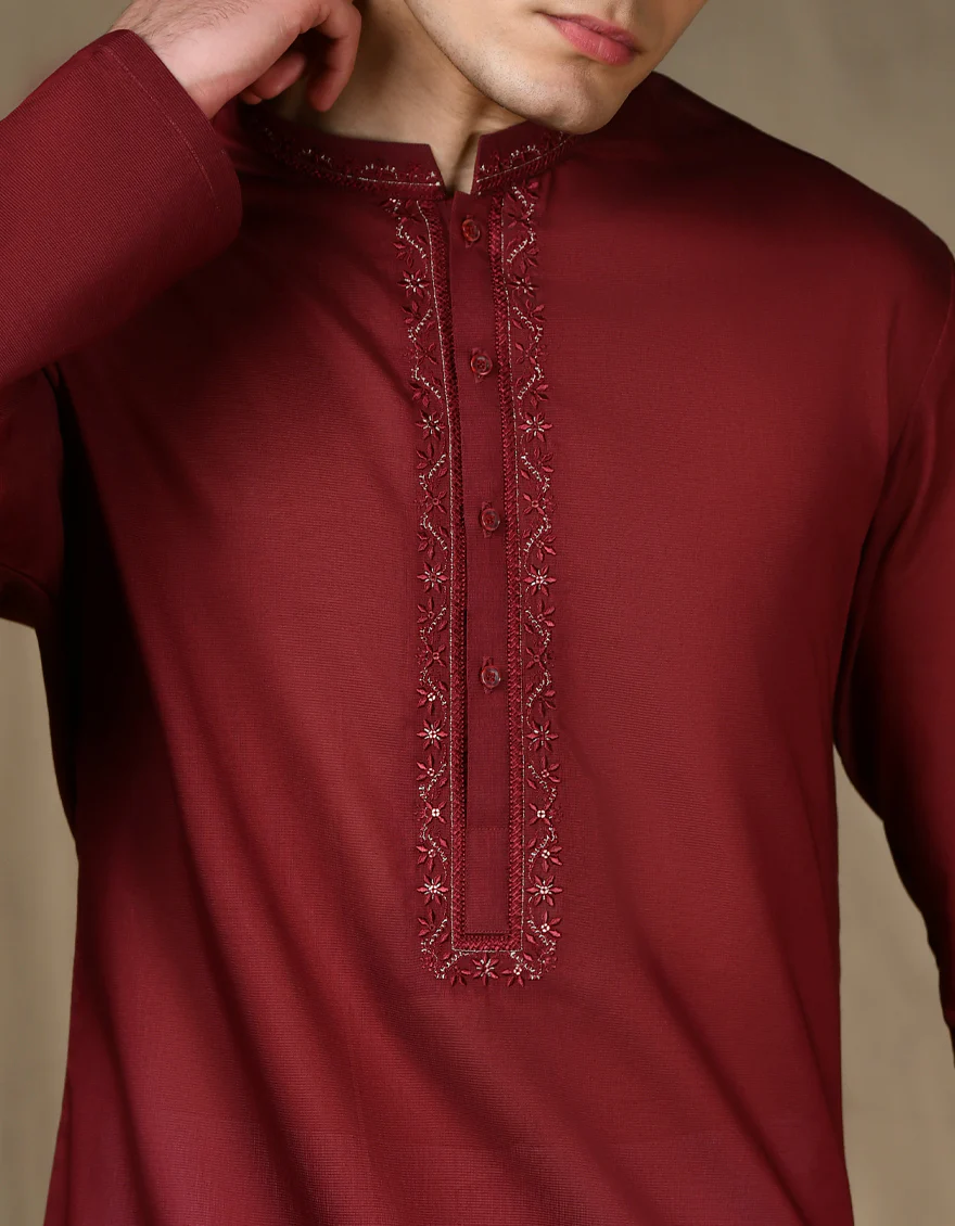 RED CVC KURTA | JTK-S-34690/S24/JJ8951-FL - Image 2