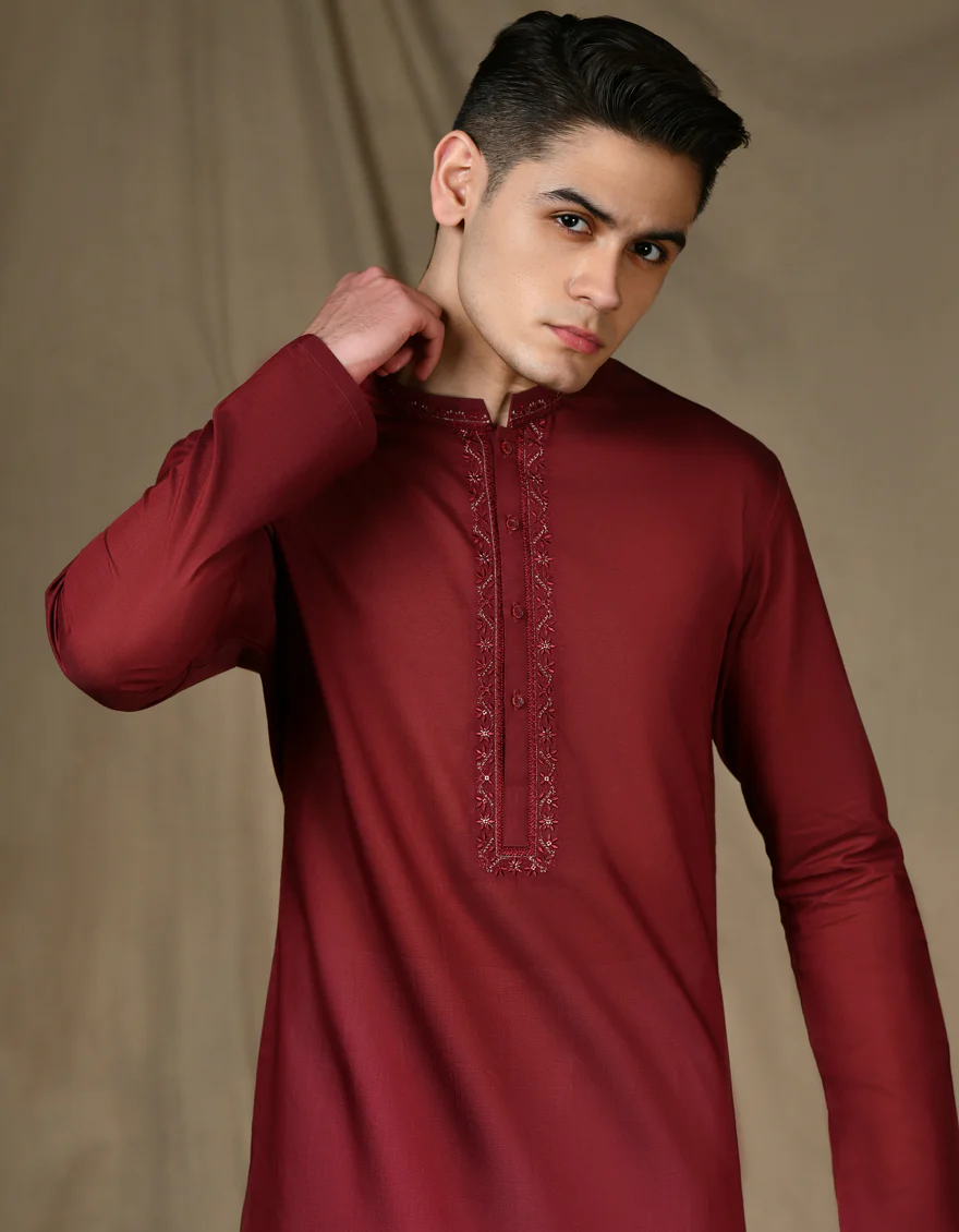 RED CVC KURTA | JTK-S-34690/S24/JJ8951-FL - Image 3