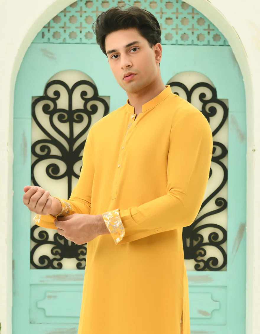 YELLOW COTTON KURTA | JTK-S-34712/S24/JJ3241-PN - Image 2