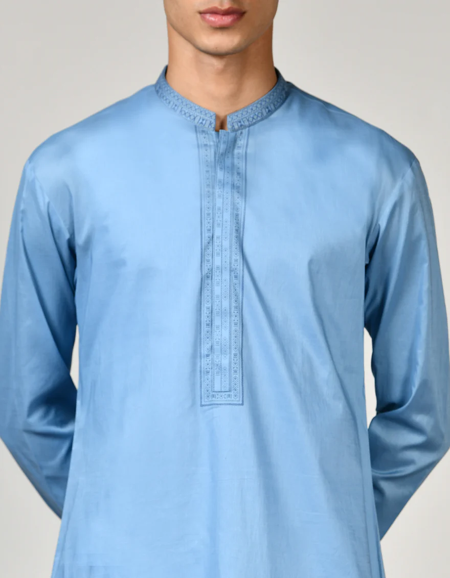 BLUE COTTON KURTA | JTK-S-38866/S23/JJ8714-CL - Image 2