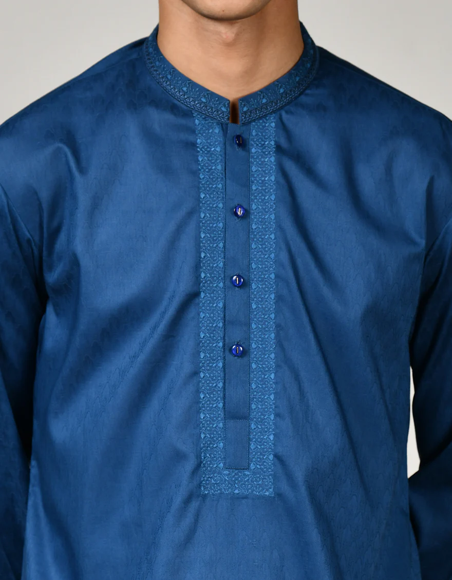 BLUE COTTON KURTA | JTK-S-46180/S23/JJ9096-SF - Image 2