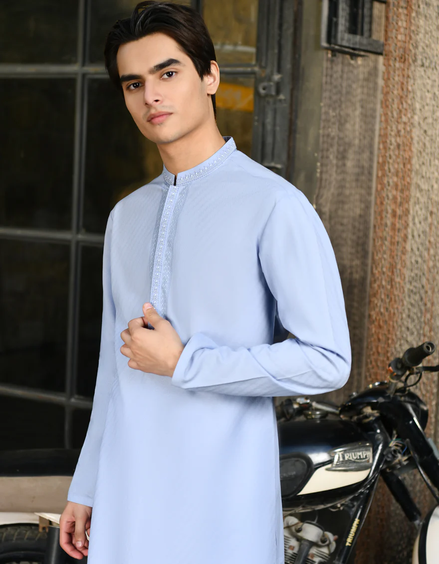 BLUE BLENDED KURTA | JTK-S-46238/S24/JJ8753-SF - Image 2