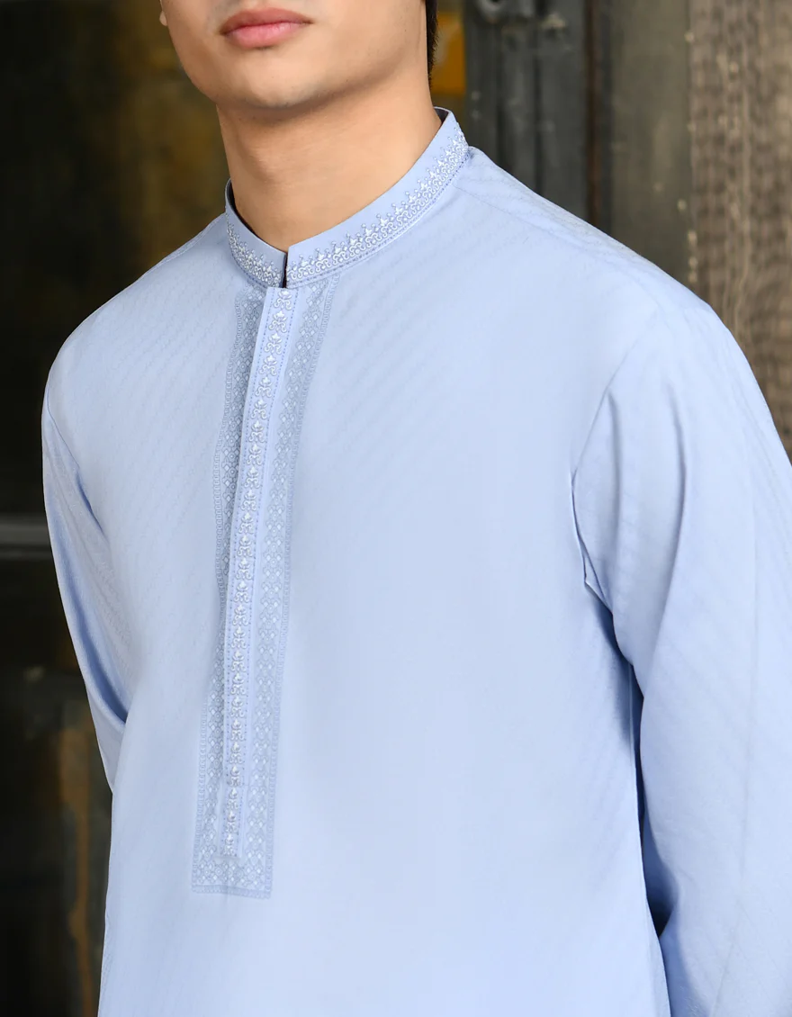 BLUE BLENDED KURTA | JTK-S-46238/S24/JJ8753-SF - Image 3