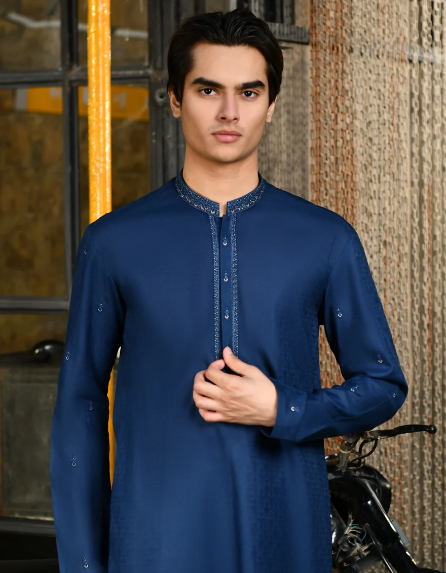 BLUE COTTON KURTA | JTK-S-46248/S24/JJ90 - Image 2