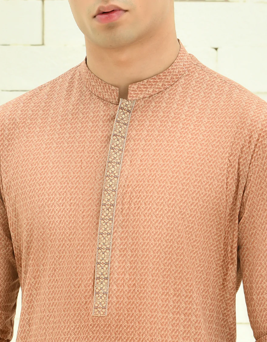 ORANGE COTTON KURTA | JTK-S-46310/S24/JJ9212-SF - Image 3