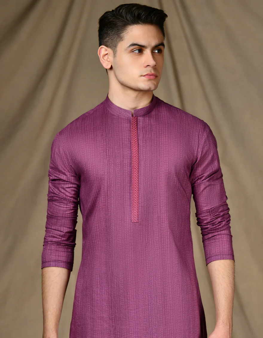 PURPLE COTTON KURTA | JTK-S-46311/S24/JJ9212-SF - Image 2