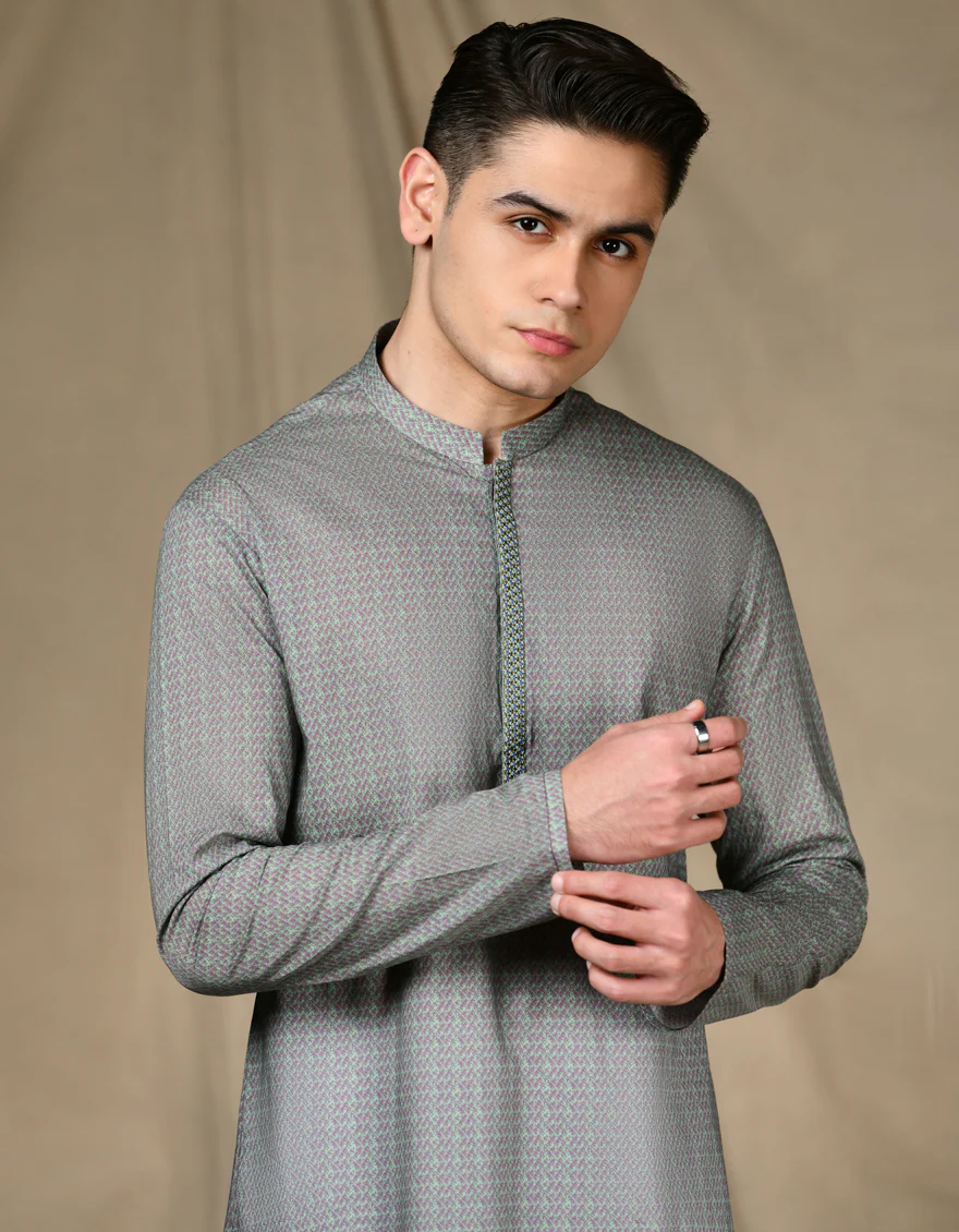 GREEN COTTON KURTA | JTK-S-46312/S24/JJ9212-SF - Image 2